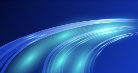 Modern light trails in the blue dark, motion blur effect