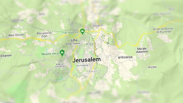 Jerusalem Capital of Israel Paper Map, Slider Shot