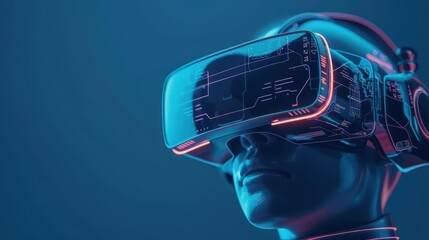 A promotional banner for an innovative science expo featuring interactive exhibits with augmented reality and AIdriven simulations, high tech, with copy space along the bottom