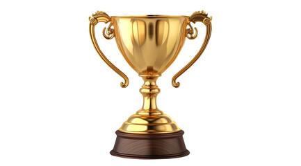 Golden trophy on transparent background with laurel wreath design AI generator, PNG