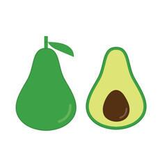 Cute Avocado Flat Vector Transparent Background