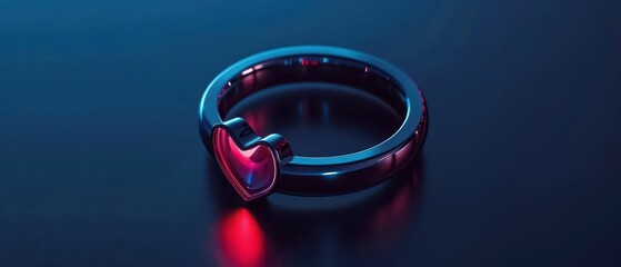 A sleek lovethemed advertisement displaying a smart bracelet that tracks and shares biometric data to enhance romantic connections