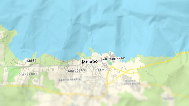 Malabo Capital of Equatorial Guinea Paper Map, Slider Shot