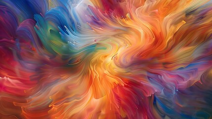 Swirls of color dance across the canvas, as liquid joy flows freely, creating a kaleidoscope of vibrant hues that stir the imagination.