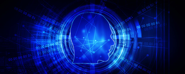 Fototapeta premium 2d illustration digital Artificial mind concept