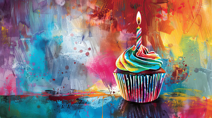 Celebrate a 16-year-old's birthday with a festive cupcake topped with a single candle. The colorful card features a vibrant cupcake design.