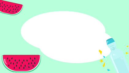 夏の背景。スイカとラムネ。ベクターイラスト