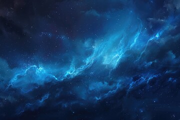 Obraz premium North Star Illustration. Beautiful Sky at Night with Stars, Galaxy, and Nebula in Blue Abstract Background