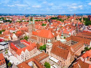 Naklejka premium Nuremberg old town aerial panoramic view