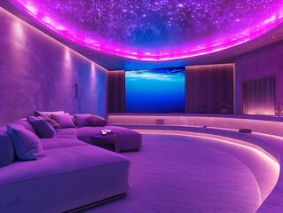 Luxurious Home Cinema with Dynamic Light Control for Ultimate Ambiance | Flat Design Interior