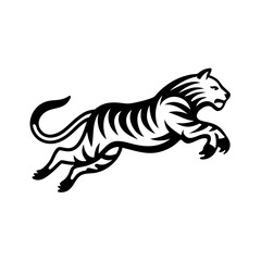 Tiger jumping Logo. Silhouette of tiger jumping vector illustration 