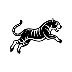 Tiger jumping Logo. Silhouette of tiger jumping vector illustration 