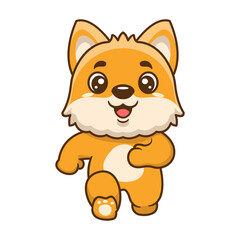 Cute dog running cartoon character. Kawaii animal concept design Hand drawn style vector illustration