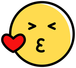 Expressive emoji with a heart that conveys feelings of love. Vector illustration isolated on a white background.