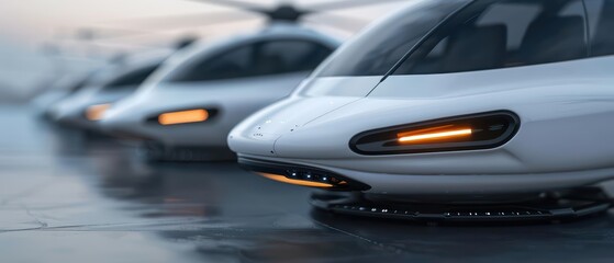 Solarpowered flying taxis provide ecofriendly and efficient urban transport, combining sustainability with cuttingedge technology, with copy space