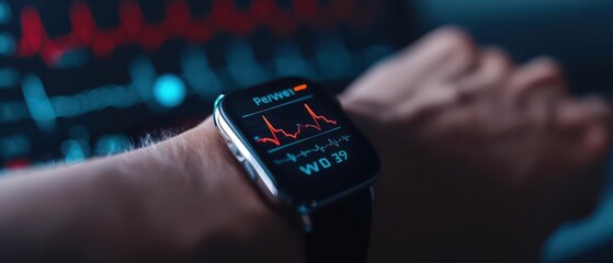 Fototapeta premium Wearable devices continuously monitor vital signs and adjust medication doses automatically, representing the future of personalized medical care, with copy space