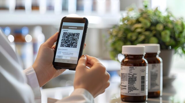 Person Scanning QR Code on Medication Bottle for Digital Verification
