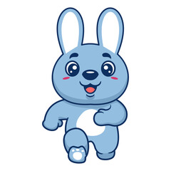 Cute rabbit running cartoon character. Kawaii animal concept design Hand drawn style vector illustration