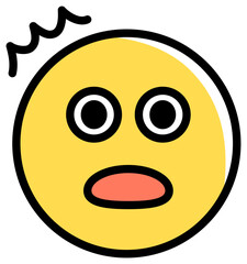 Expressive surprised face emoji, vector illustration isolated on a white background.