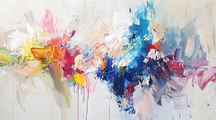The canvas becomes a canvas of possibility as bold paint strokes dance across its surface, forming an abstract composition that is alive with energy and movement.