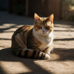 Naklejka premium Portrait of beautiful cat exploring. Generative Ai