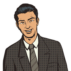 Successful businessman pop art style PNG illustration. Comic book style imitation.