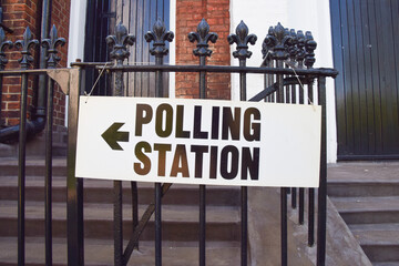  A Polling Station sign in London, UK