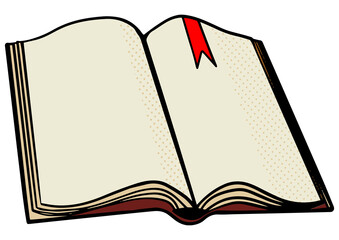 Open book pop art style PNG illustration. Comic book style imitation