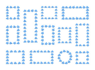 Cumulus cloud decorative frame. Weather decoration. Vector drawing. Collection of design elements.