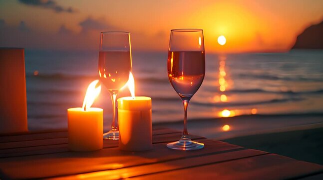 glass of champagne ner the sea