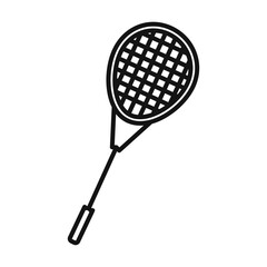 Badminton racquet icon Black line art vector