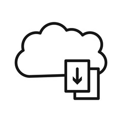 Cloud download file icon Black line art vector