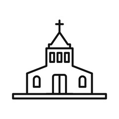 Church icon Black line art vector