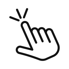 Computer hand cursor click icon Black line art vector