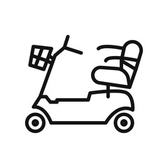 Electric wheelchair scooter icon Black line art vector