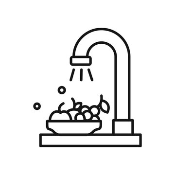 recommend clip art: Fruits Washing icon Black line art vector