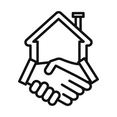hands home deal icon Black line art vector