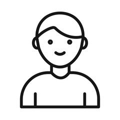 Happy boy face icon Black line art vector