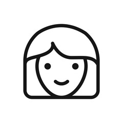 Happy girl face icon Black line art vector