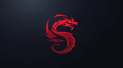 Fototapeta premium Red Dragon Logo on Dark Background