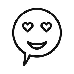 Lady Love Smiley Message icon Black line art vector