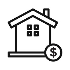 Mortgage loan icon Black line art vector