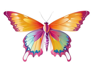 Colorful butterflies, clip art, vector illustration. Isolated  background transparent