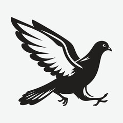 Obraz premium Graceful Pigeon in Flight, Majestic Running Silhouette