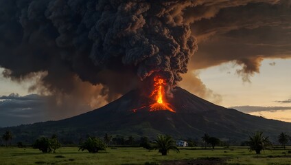 The eruption of a dormant volcano through the eyes of a local villager ai_generated