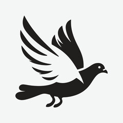 Fototapeta premium Graceful Pigeon in Flight, Majestic Running Silhouette