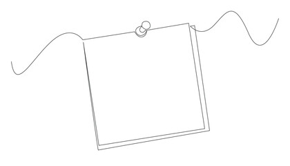 continuous line drawing of reminder paper.vector one line of paper stuck on the wall as a reminder.one line reminder note.isolated white background