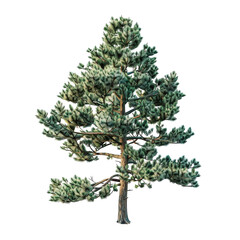 Obraz premium Un albero di pino verde su sfondo trasparente, simbolo di forza e resistenza naturale.