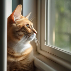 Portrait of beautiful cat exploring. Generative Ai