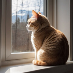 Portrait of beautiful cat exploring. Generative Ai